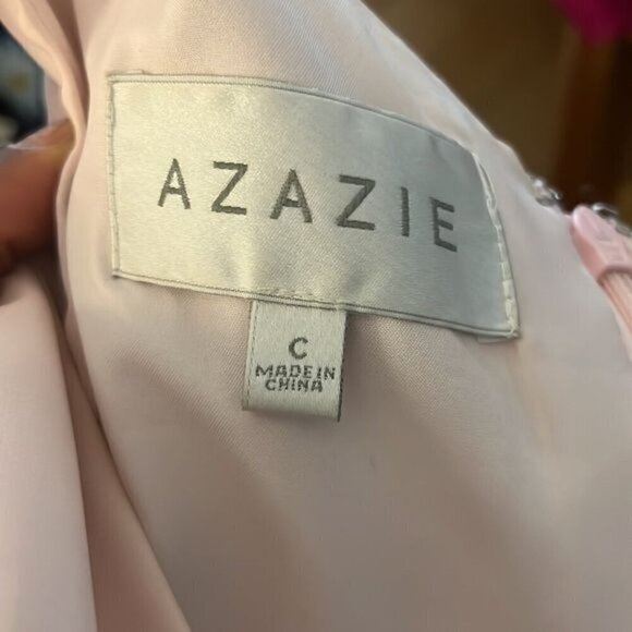 Azazie pink one shoulder gown dress maxi size C - Picture 6 of 10